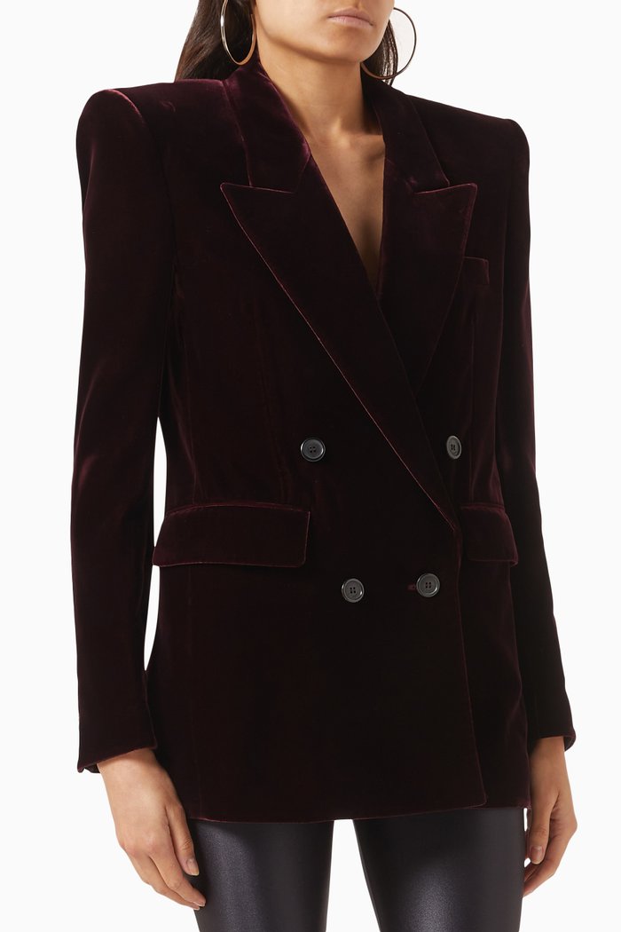 Double-breasted Jacket in Velvet, Red