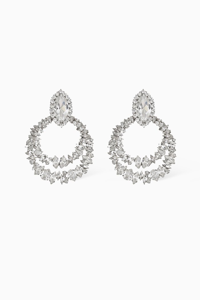 

Crystal Door Knocker Clip-on Earrings, Silver