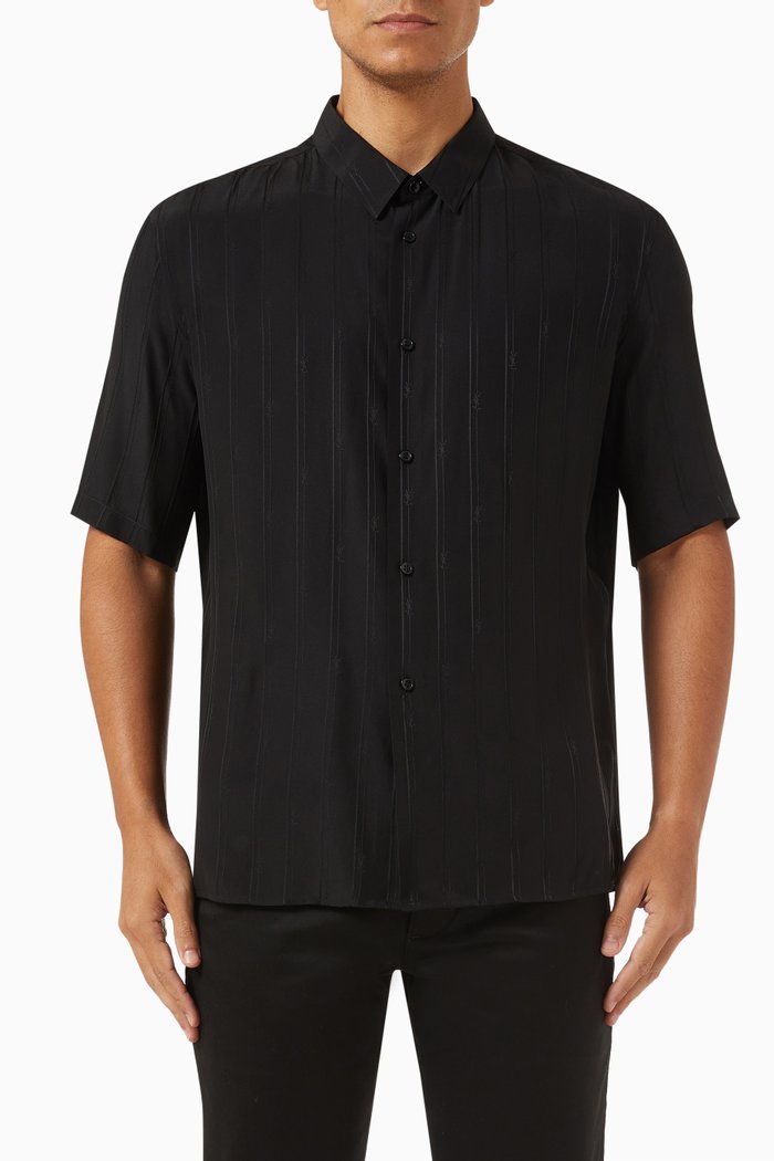 

Cassandre Striped Shirt in Silk, Black