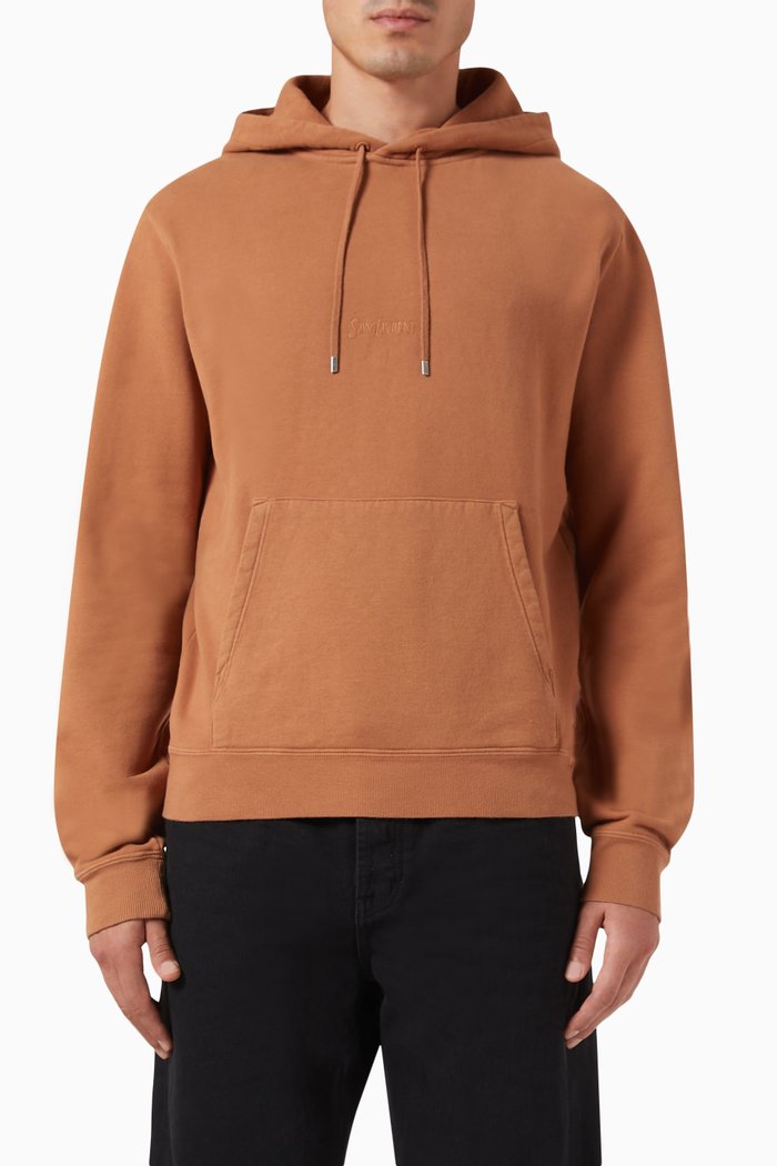 

Logo-embroidered Hoodie in Organic Fleece, Brown