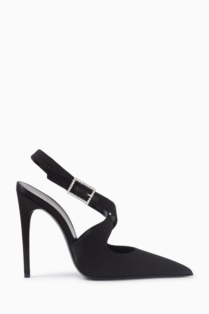 

Spontini 110 Slingback Pumps in Satin, Black