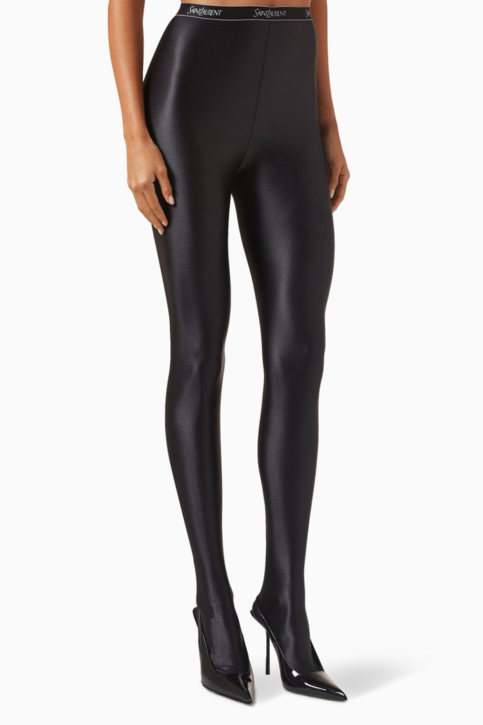 Logo-tape Leggings in Jersey, Black