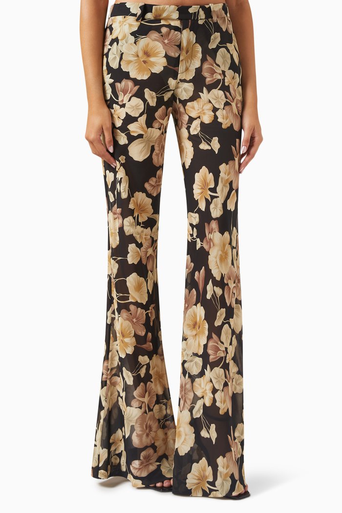 

Flared Pants in Silk-georgette, Black