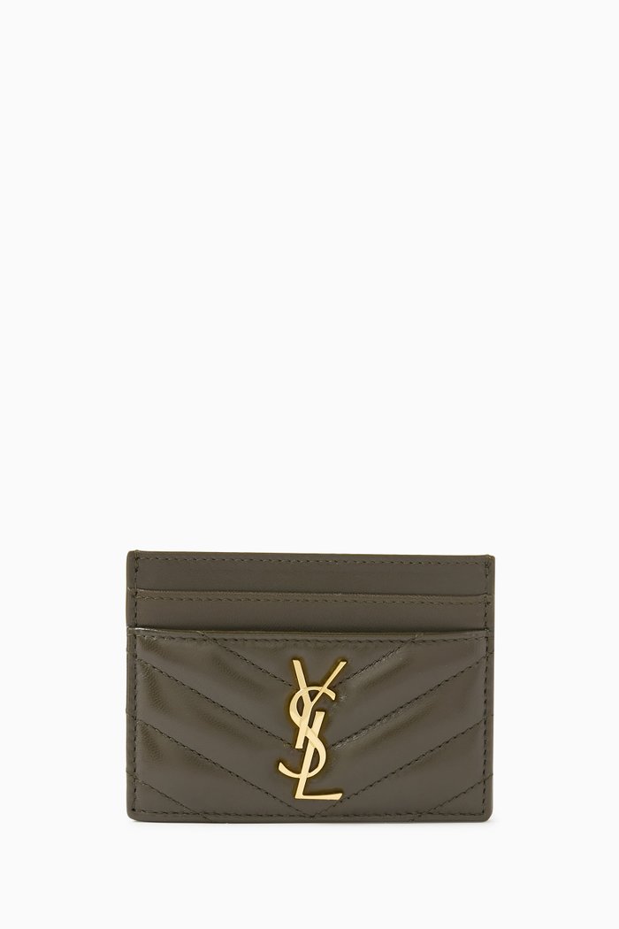 

Cassandre Card Case in Matelassé Leather, Green