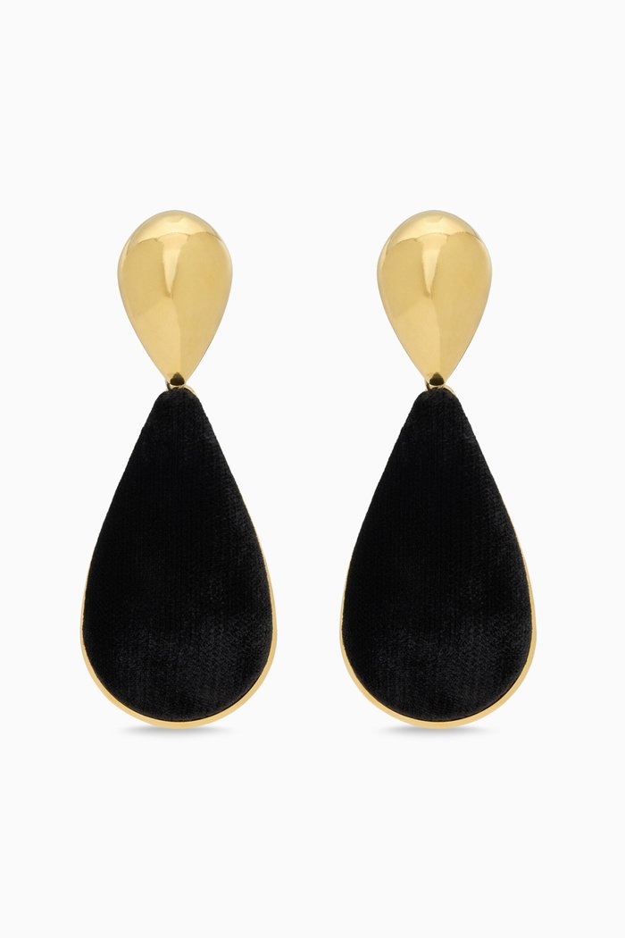 

Hourglass Clip-on Earrings in Velvet & Metal, Black