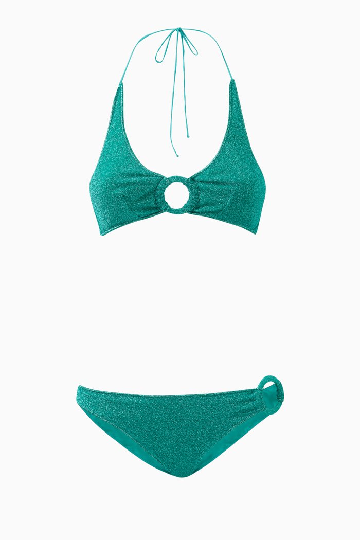 

Lumière Ring Bikini Set in Lurex, Blue