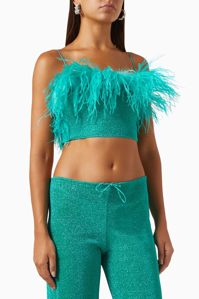 

Lumière Plumage Top in Lurex, Blue