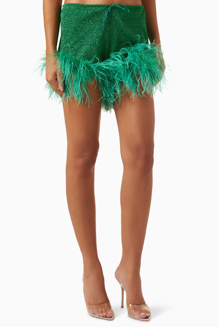 

Lumière Plumage Shorts in Lurex, Green