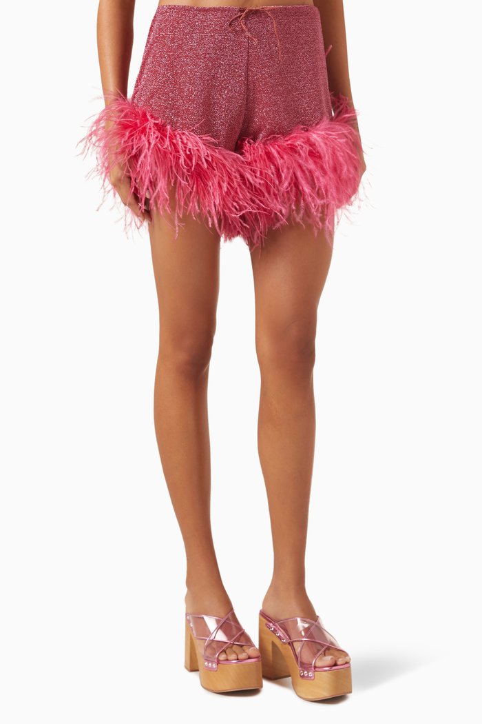 

Lumière Plumage Shorts in Lurex, Pink