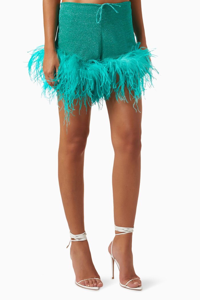 

Lumière Plumage Shorts in Lurex, Blue