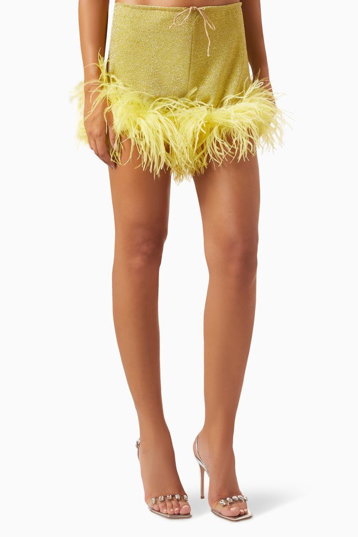 Lumière Plumage Shorts in Lurex, Yellow