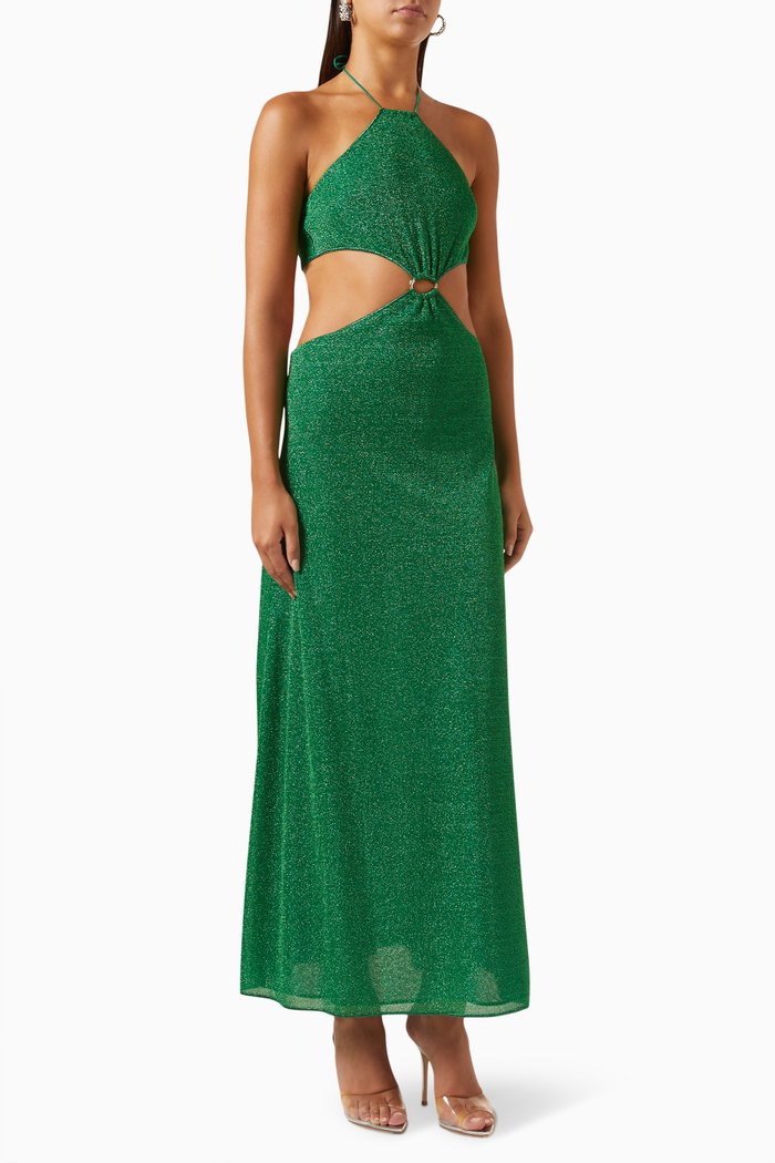

Lumière O Gem Cut-out Maxi Dress in Lurex, Green