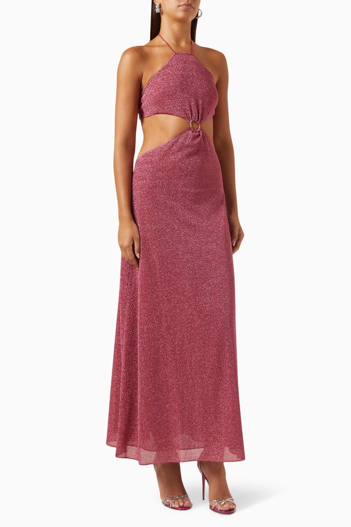 

Lumière O Gem Cut-out Maxi Dress in Lurex, Pink