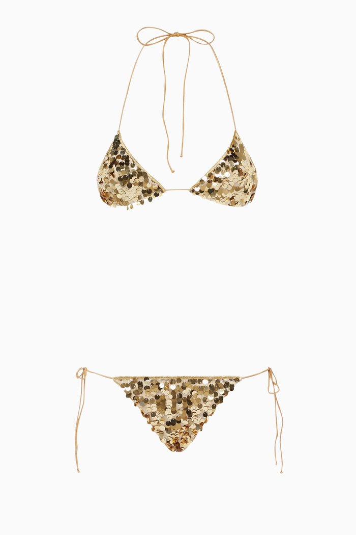 

Paillettes Microkini Bikini Set, Gold