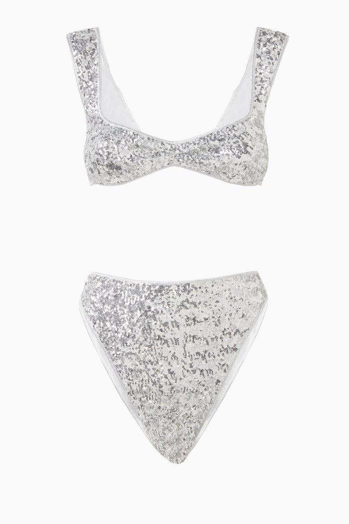 

Paillettes 90's Bikini Set, Silver