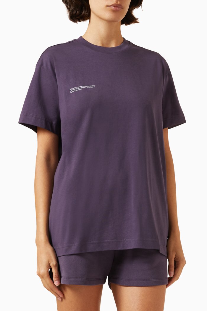 Logo Print T-shirt in Organic Cotton, Purple