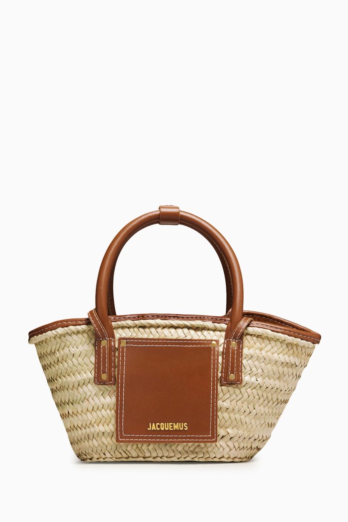 

Le Petit Panier Soli Tote Bag in Palm & Leather, Brown