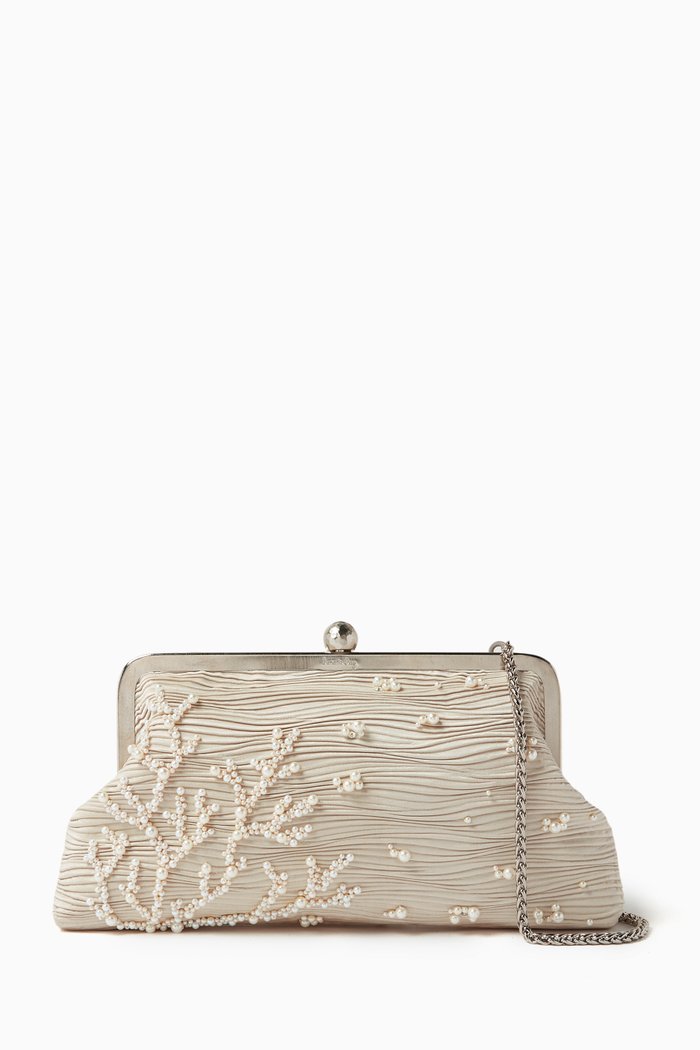 

Coral Waves Classic Clutch in Viscose, White
