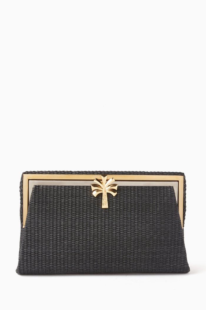 

Grace Palm Clutch in Straw, Black
