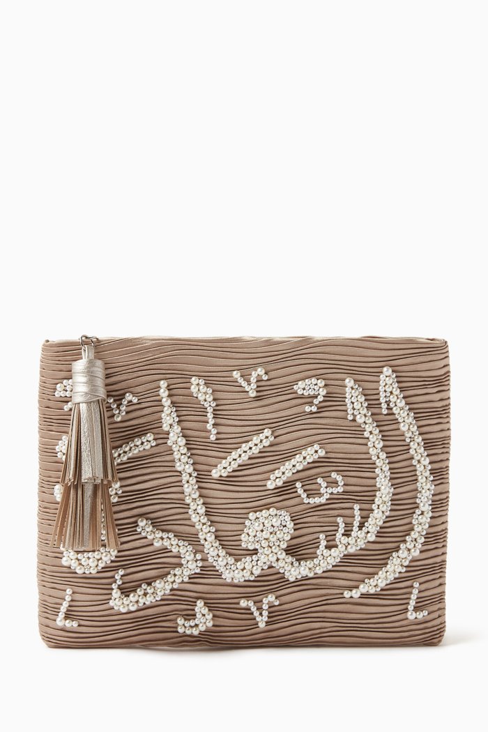 

Saada Calligraphy Pouch in Viscose, Neutral