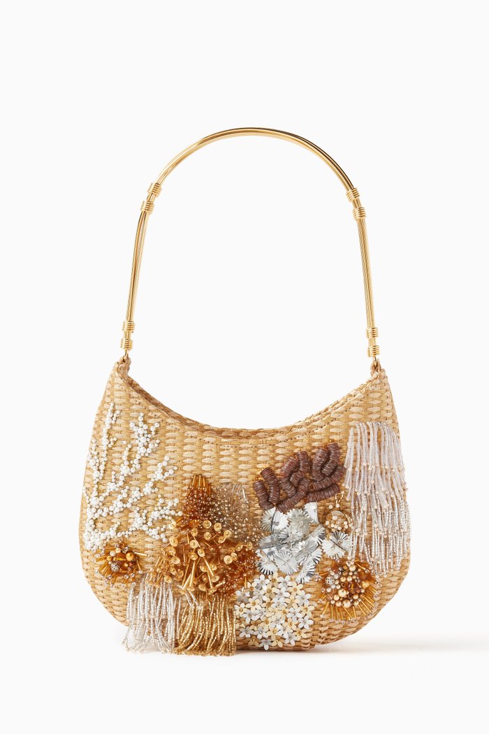 

Reef Bestie Beaded Shoulder Bag in Straw, Gold