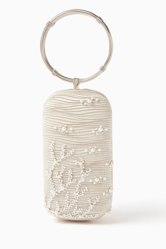 

Coral Waves Menottes Clutch in Viscose, White