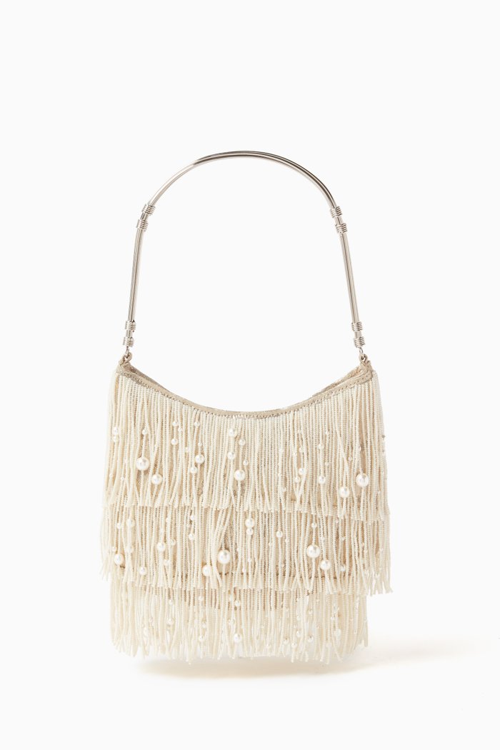 

Cascade Bestie Beaded Shoulder Bag in Cotton, Neutral