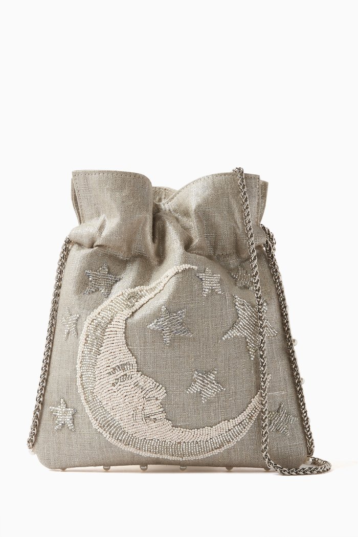 

Moon Night Pouch in Cotton, Silver