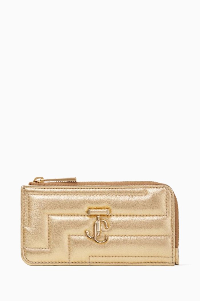 Lise-Z Card Holder in Quilted Nappa Leather, Gold