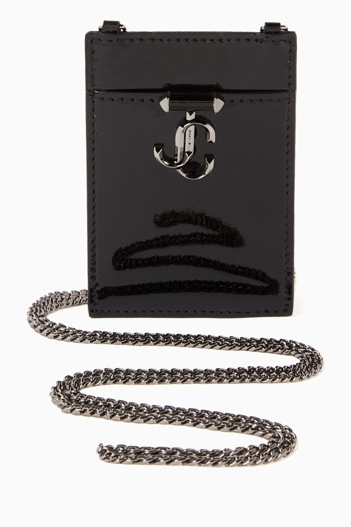 

JC Cardholder on Chain in Patent Leather, Black