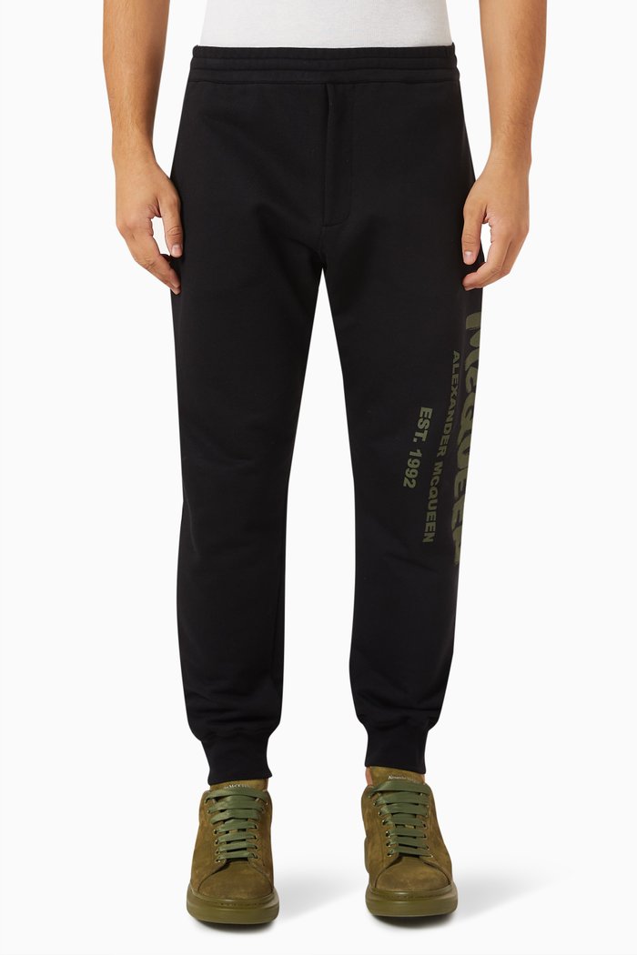 

Graffiti-print Sweatpants in Organic Loopback-jersey, Green