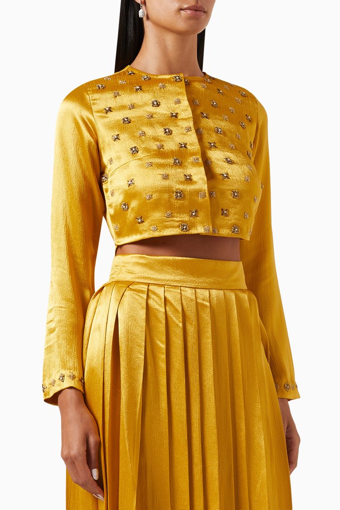 

Embellished Crop Top, Yellow