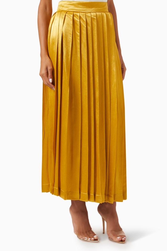 

Pleated Midi Skirt, Yellow
