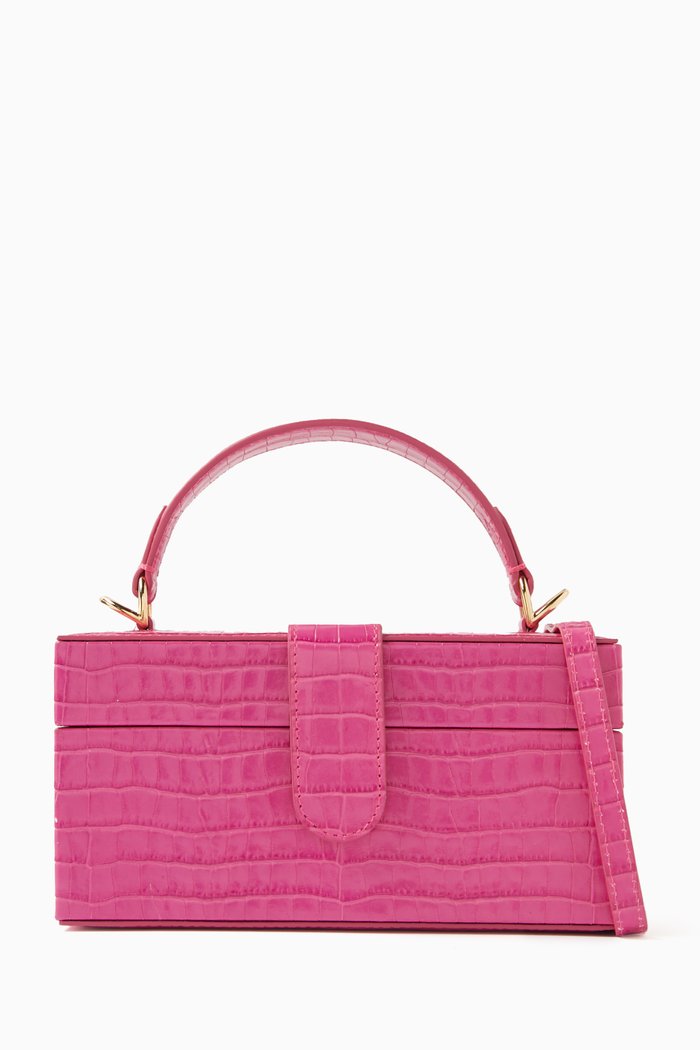 

Portia Bag in Croc-embossed Leather, Pink