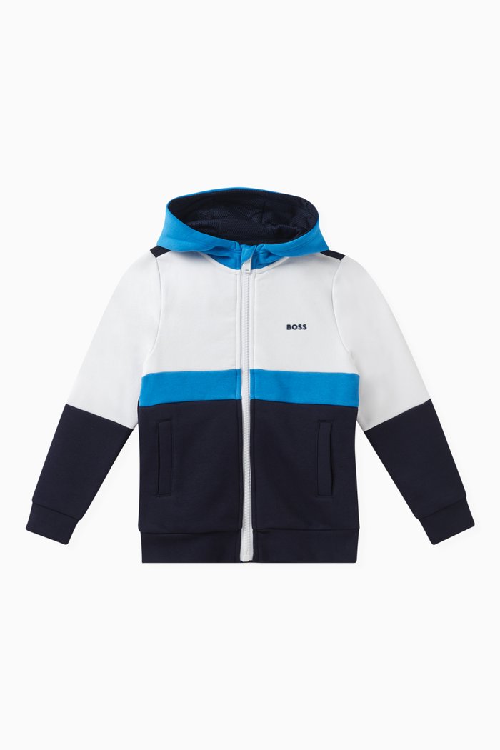 

Colour-block Hoodie, Blue