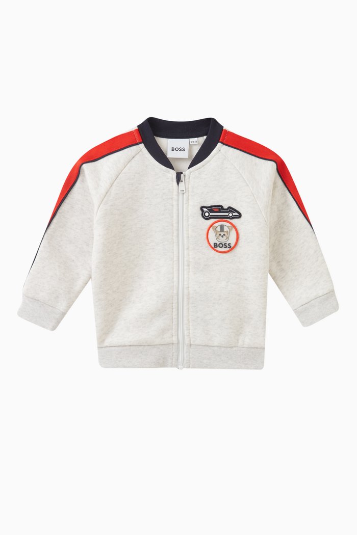 

Racing-detail Jacket in Cotton, Grey