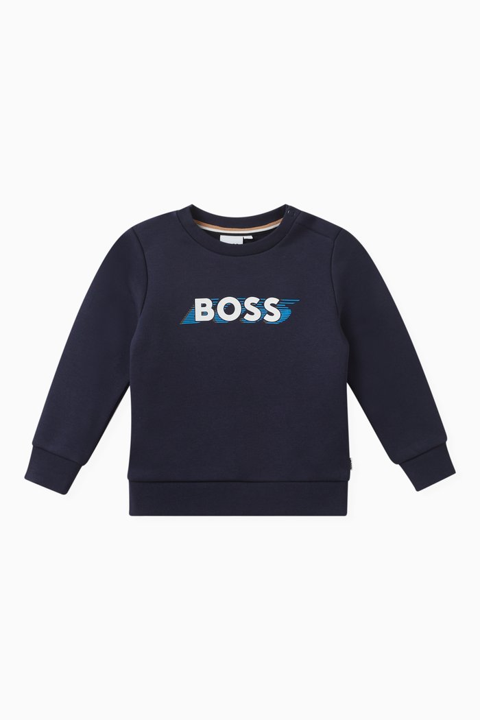 Logo Print Sweatshirt in Cotton Blend, Blue