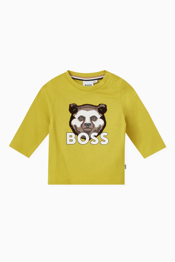 

Bear-print T-shirt in Cotton, Yellow