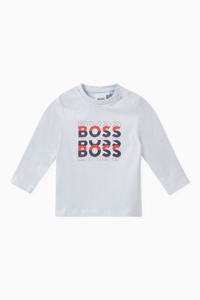 Logo Print T-shirt in Cotton, Blue