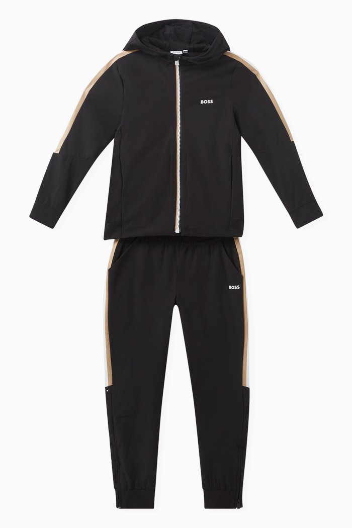 

Contrast Stripe Logo Tracksuit, Black