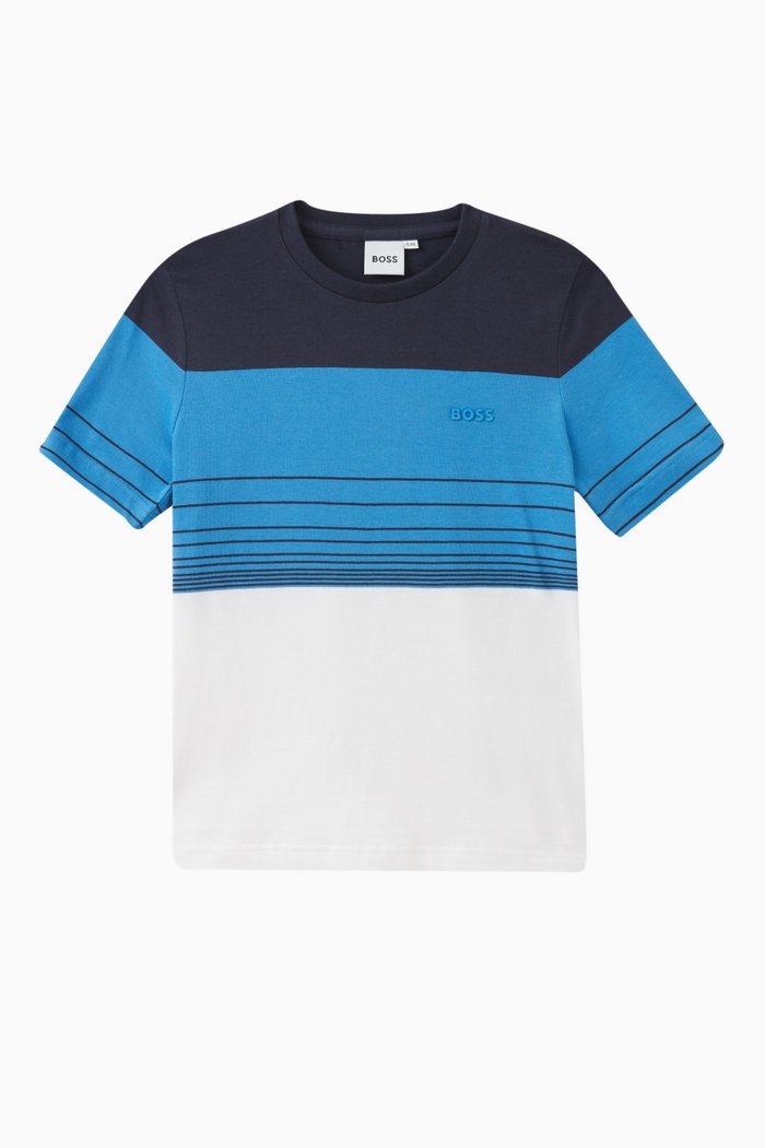 

Colour-block T-shirt in Cotton, Blue