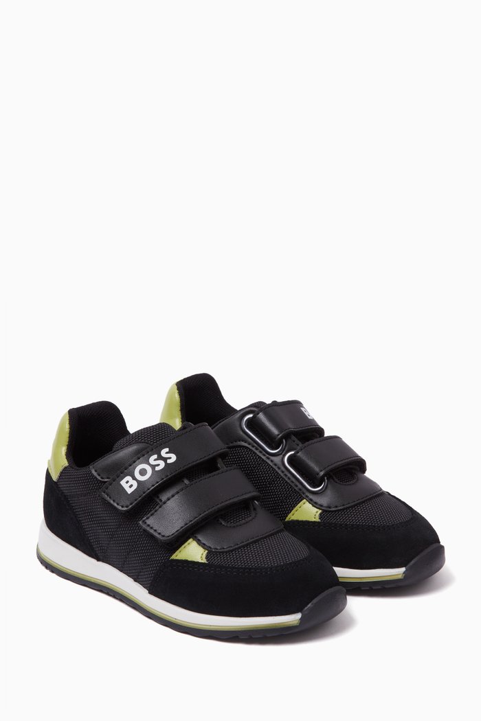 

Logo-print Sneakers in Calf Suede, Black