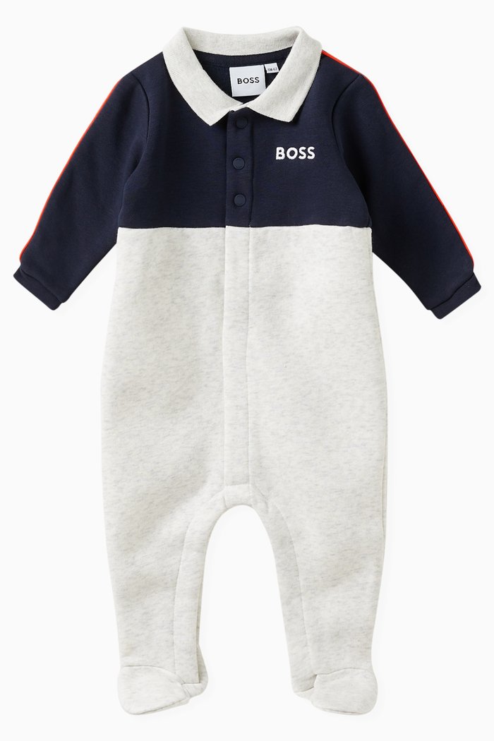 

Logo-embroidered Romper in Cotton, Grey