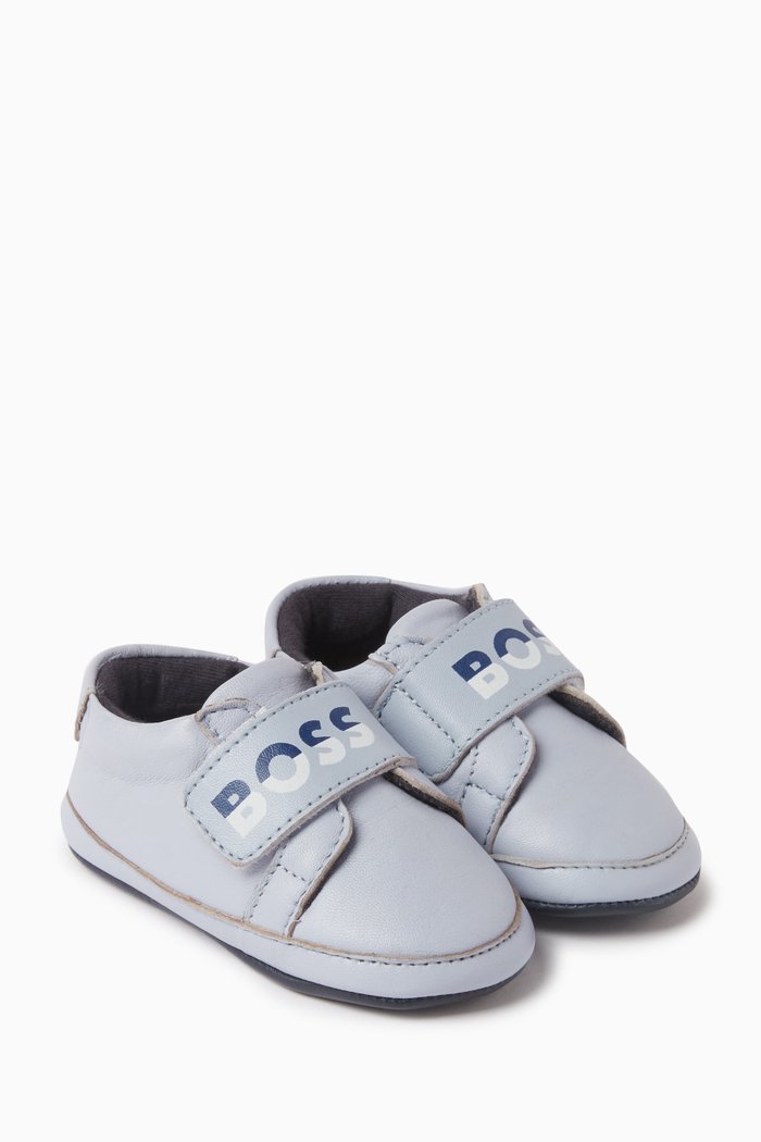 

Striped Logo-print Sneakers in Sheepskin, Blue