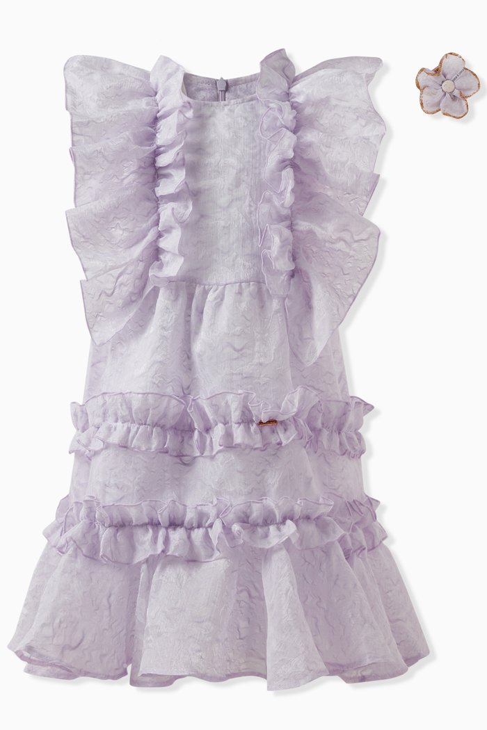 

Ruffled Dress in Polyester, Purple