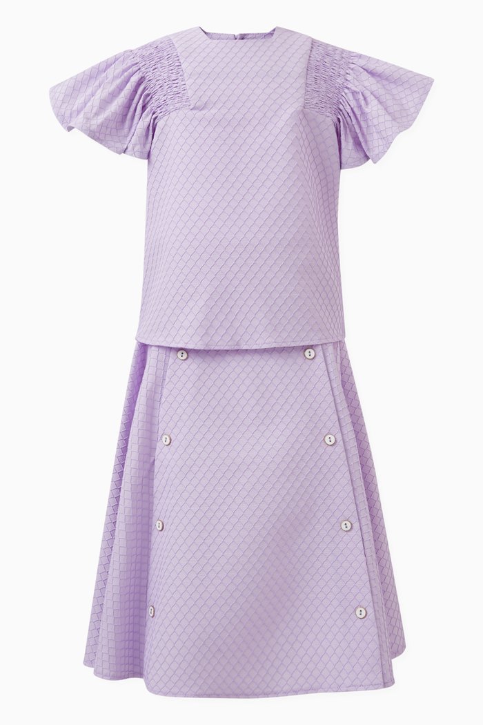 Ruffled Blouse & Skirt Set, Purple