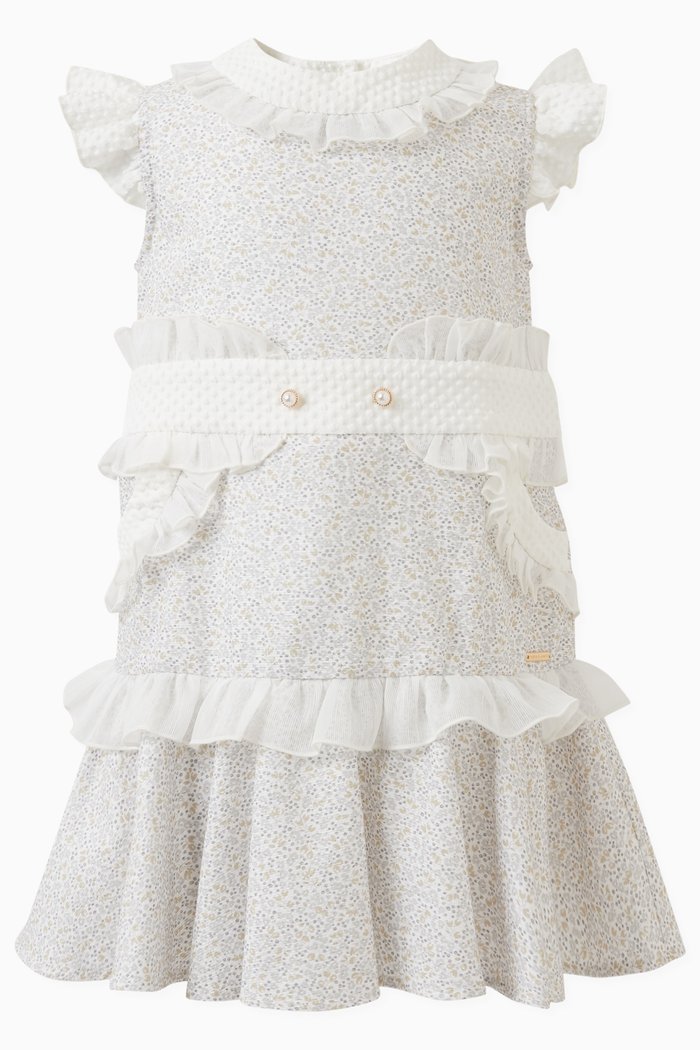 

Floral-print Lace Dress in Cotton-blend, Neutral