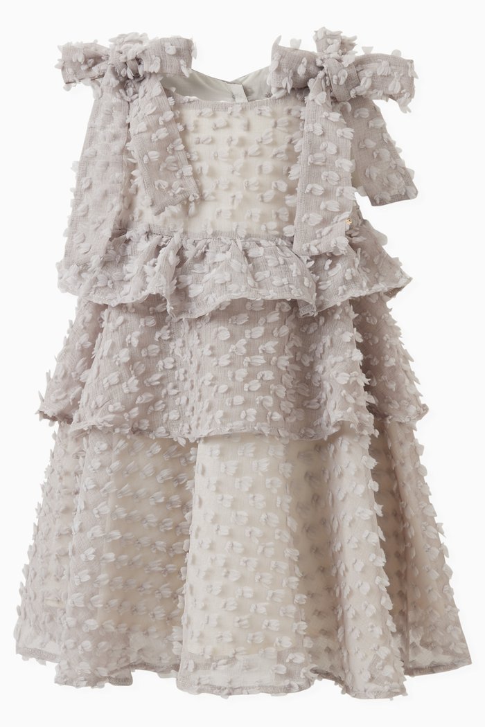 

Tiered Dress in Polyester, Silver