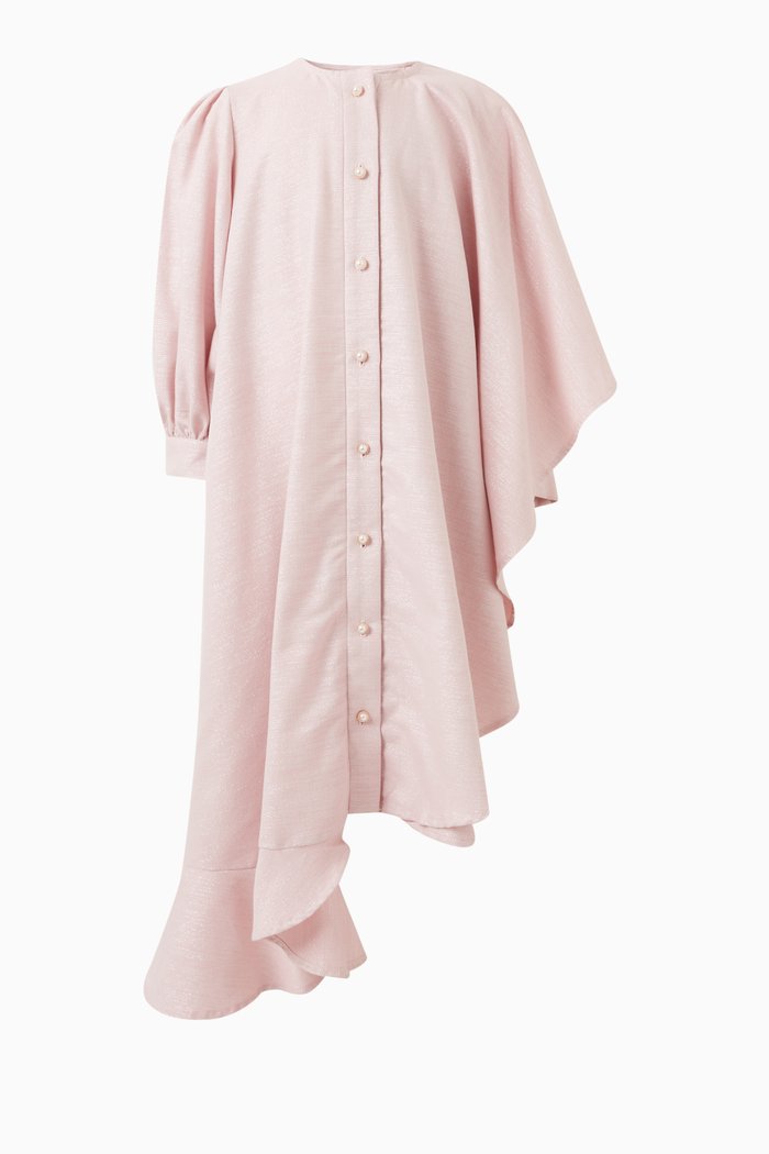 

Asymmetrical Flowy Dress in Cotton-blend, Pink