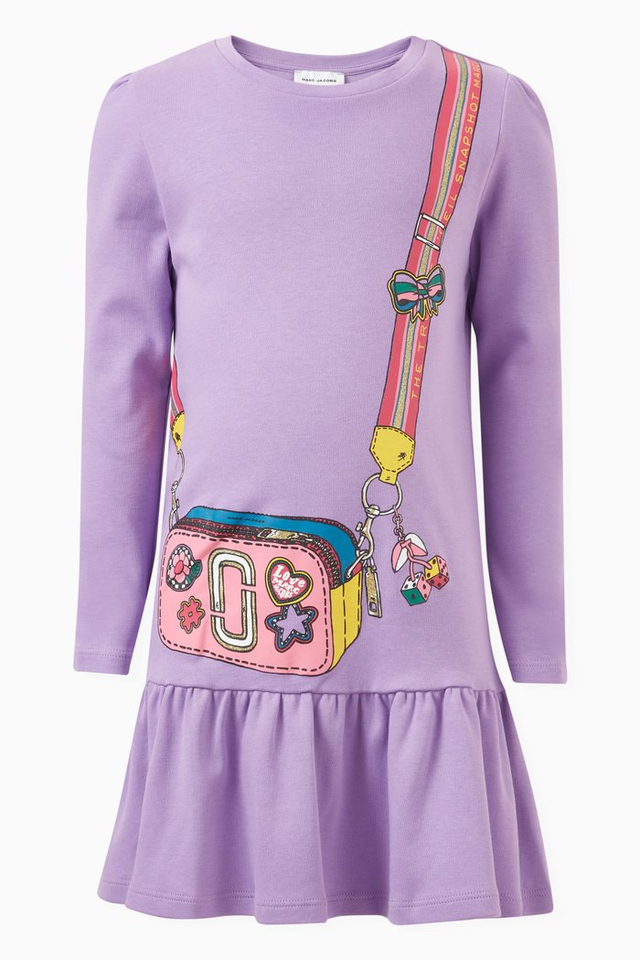 

Snapshot Bag Illustrated Dress in Cotton, Purple